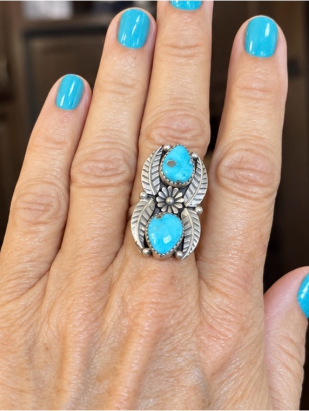 Beautiful White Water Turquoise Set In Sterling Silver Two Tear Drop Stones. 7-9